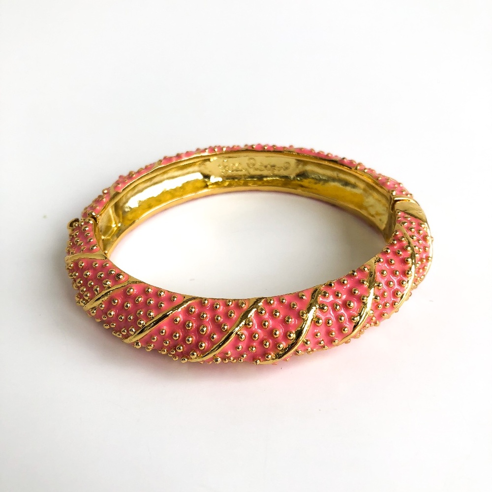 Lilly Pulitzer Pink and Gold Tone Enamel Sea Urchin Bracelet
